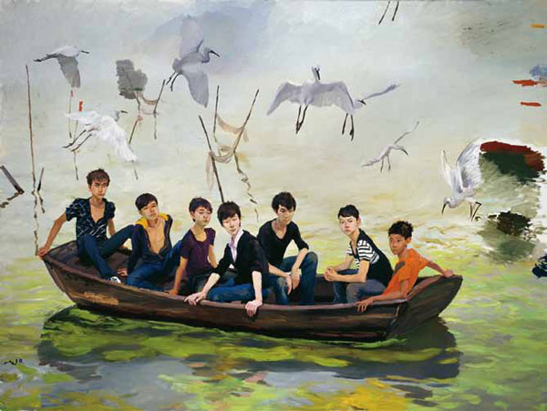 Лю Сяодун "Покидая Бейчуань". Холст, масло. 2010