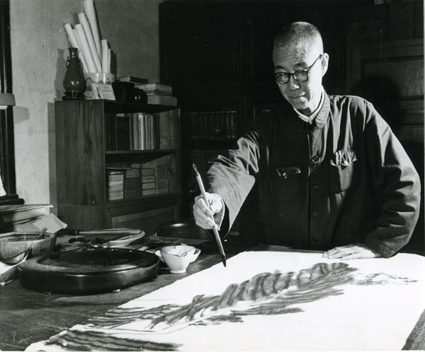 Pan Tianshou at work - Когда под рукой нет кисти
