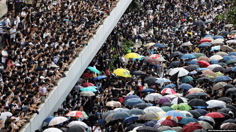 Protesters demonstrate against a proposed extradition bill in Hong Kong